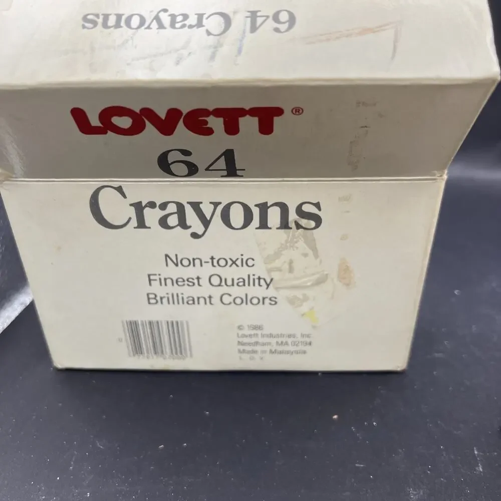 2 Boxes 1986 Lovette 64 Count Crayons In Original Box Opened/USED Non Toxic VTG